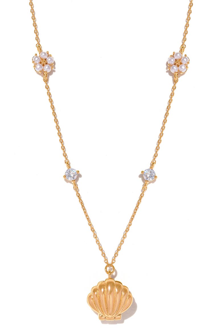 Shell Pendant Necklace, Main, color, GOLD