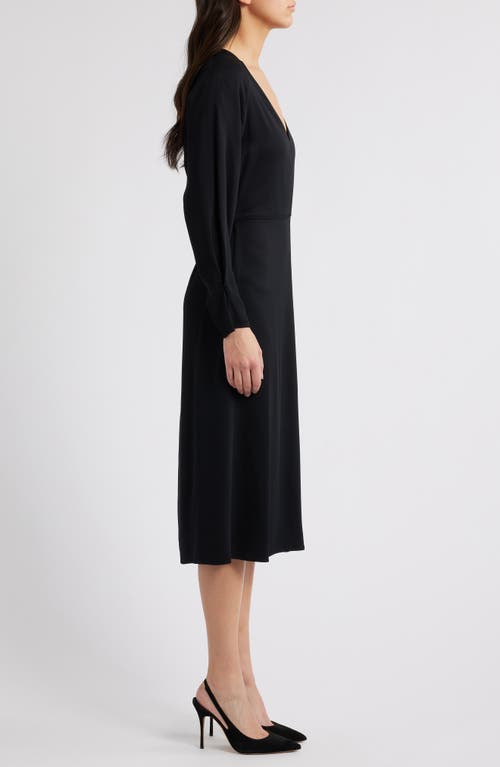 Hugo Boss Boss Diesha Long Sleeve Midi A-line Dress In Black
