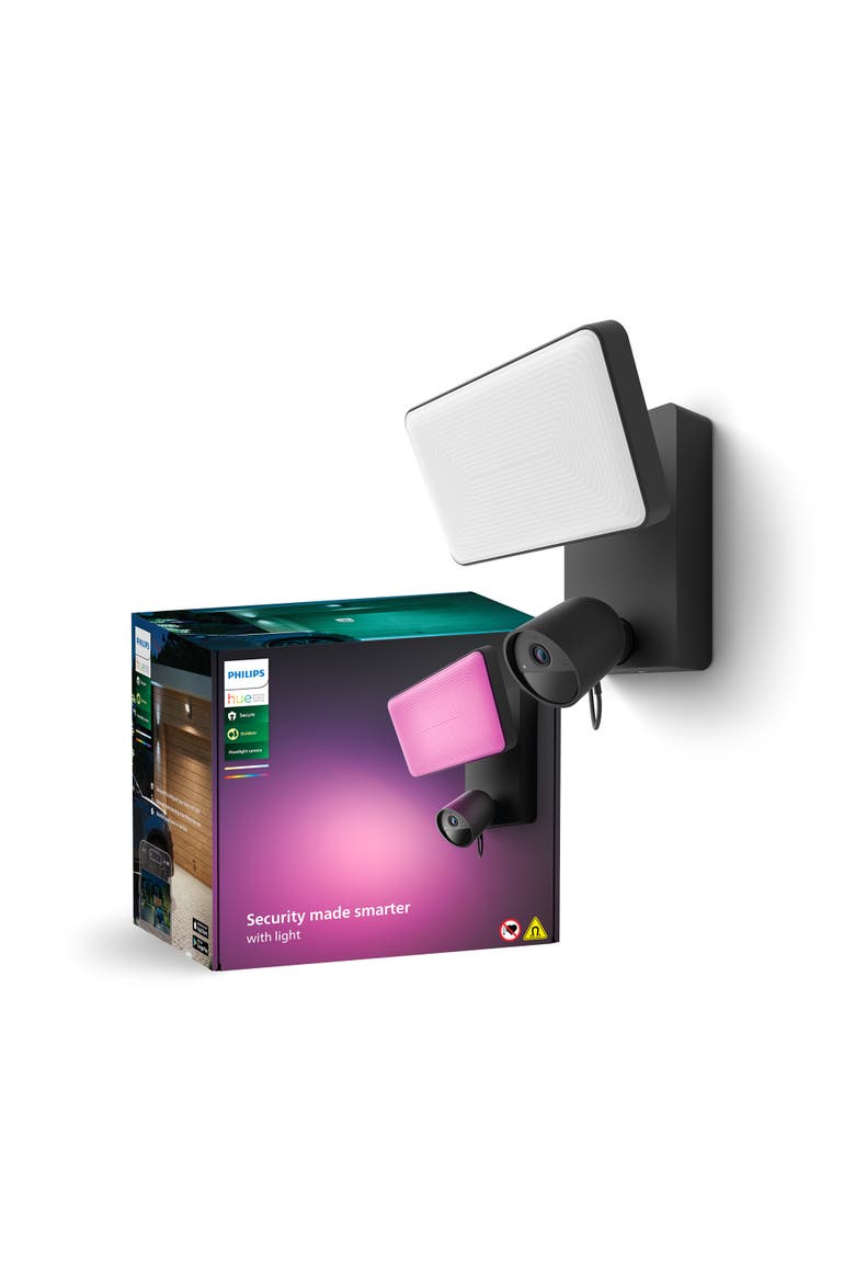Hue Secure Outdoor Floodlight + Camera Bundle, Main, color, Black
