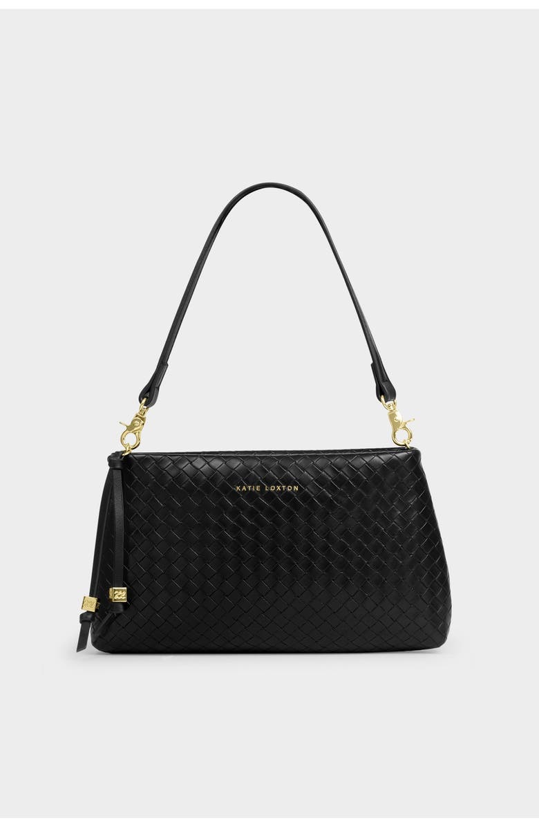Katie Loxton Nova Woven Texture Clutch in Black, Alternate, color, Black