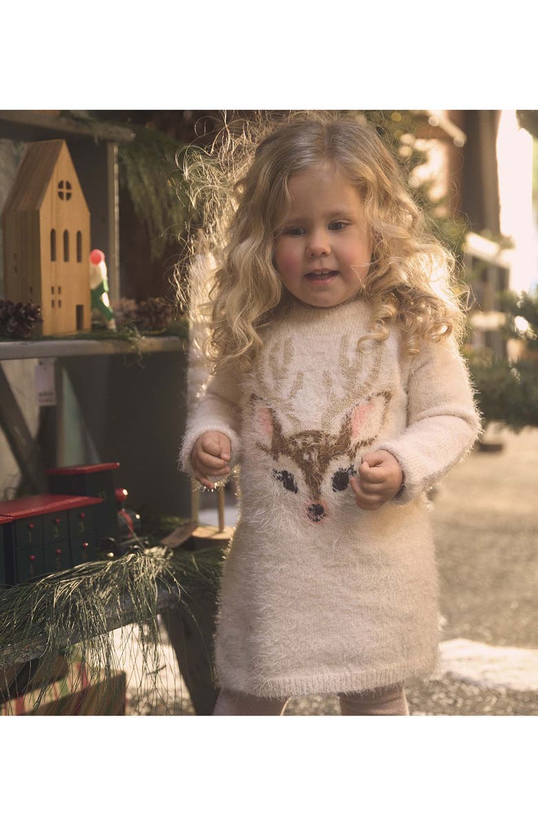 Hatley Holiday Faux Fur Sweater Dress, Alternate, color, 