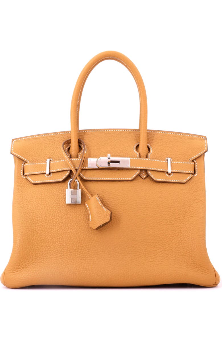 Pre-Owned Hermes Birkin Handbag Brown Clemence with Palladium Hardware 30, Main, color, Sable