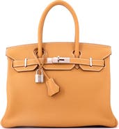 Pre-Owned Hermes Birkin Handbag Brown Clemence with Palladium Hardware 30