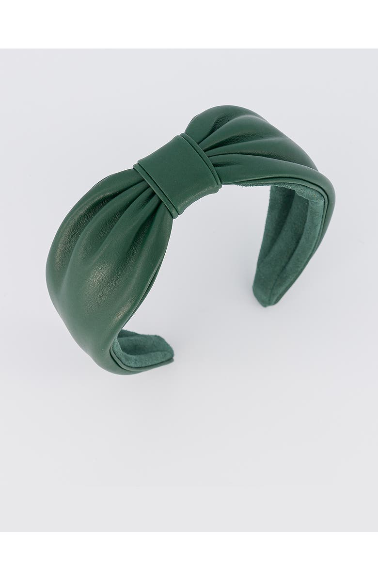 Alexandre de Paris Leather headband, Main, color, Green