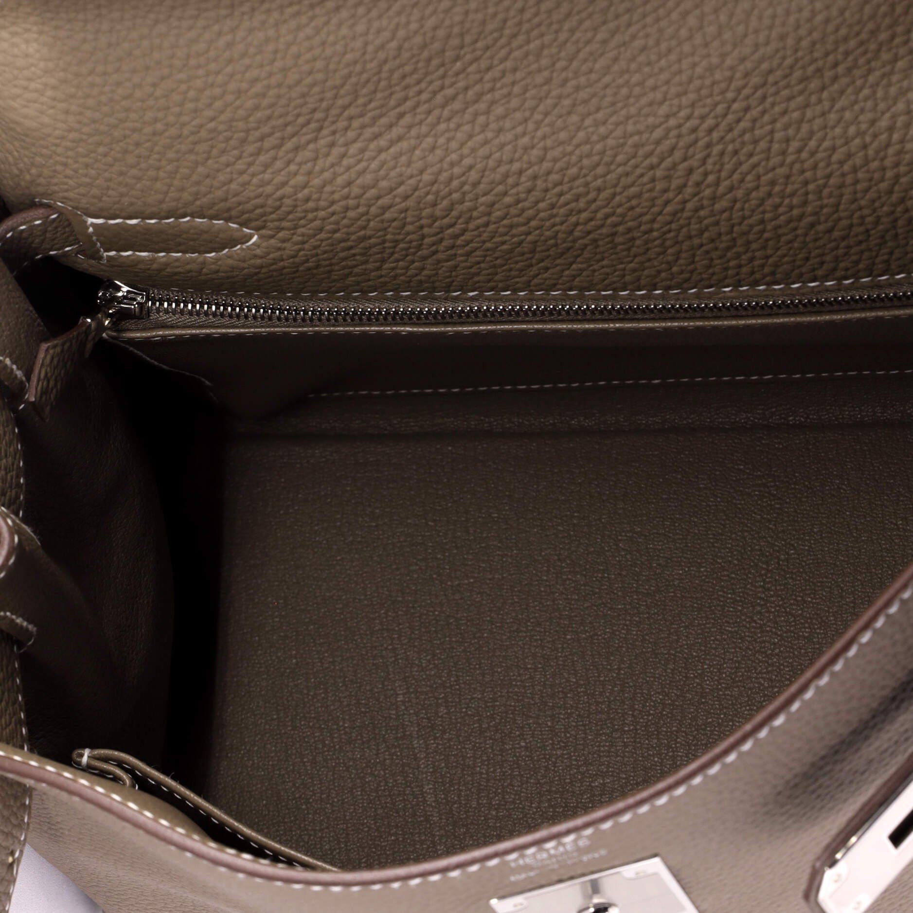 Pre-Owned Hermes Kelly Handbag Grey Togo with Palladium Hardware 28, Alternate, color, 