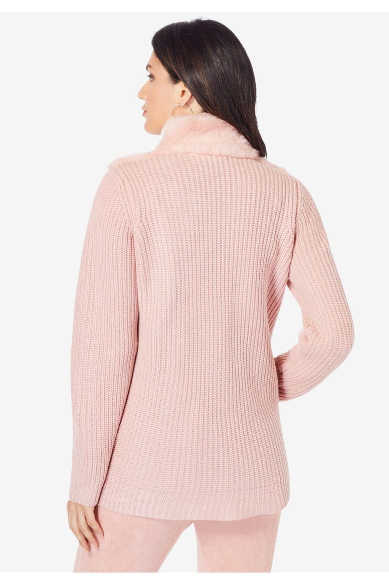Faux Fur Cardigan Sweater, Alternate, color, SOFT BLUSH