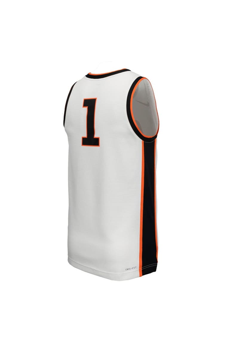 Men's Nike #1 White Oklahoma State Cowboys  Replica Basketball Jersey, Alternate, color, White