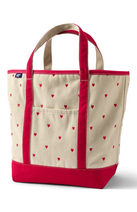 Lands’ End Canvas Open Top Tote Bag  Regular & Long Handle Carry All - Stylish  for Work  Travel  Beach  Errands  Great Gift