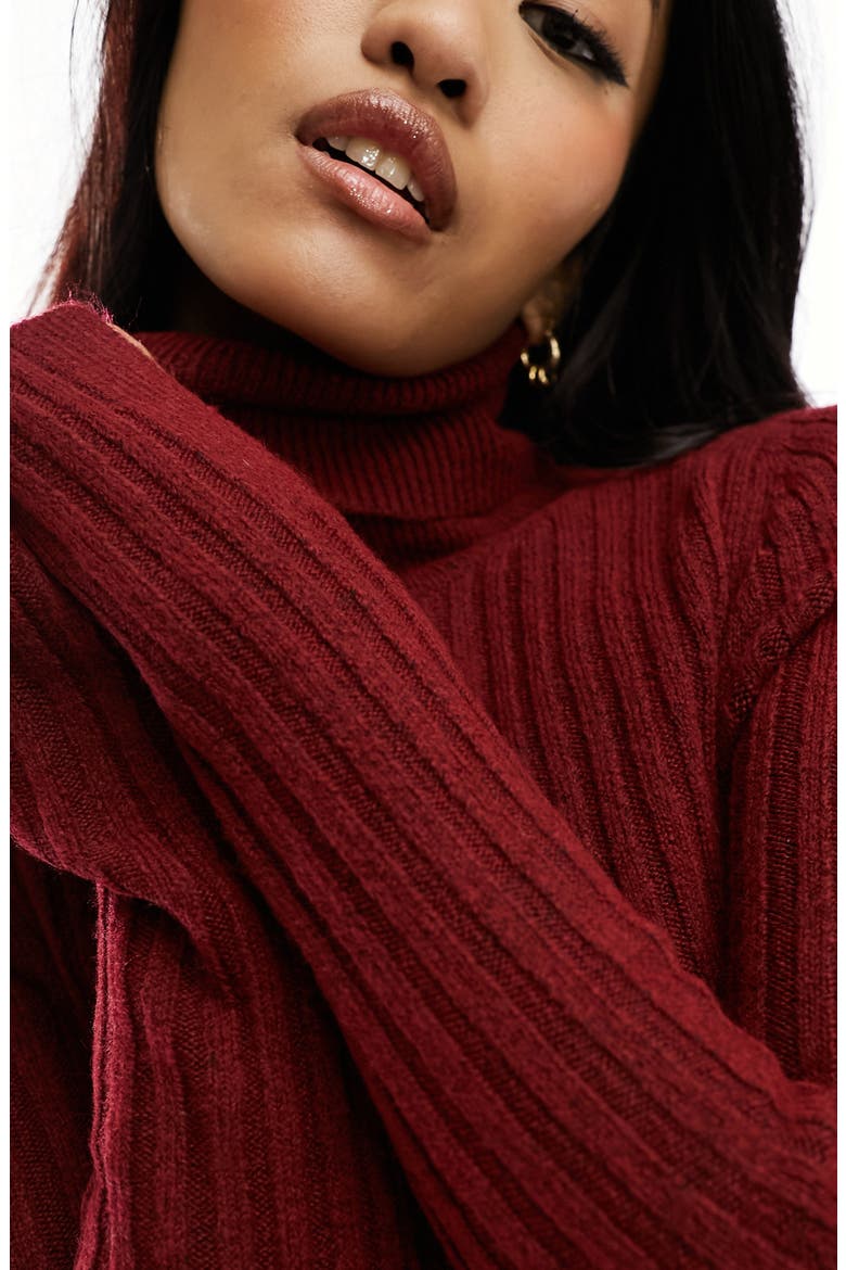 Long Sleeve Ribbed Sweater Dress, Alternate, color, BURGUNDY
