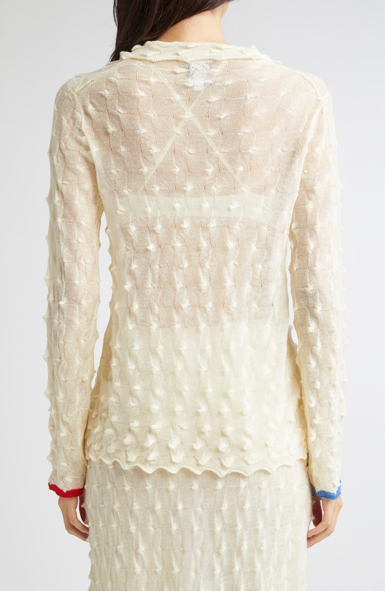 YanYan Borlor Checkerboard Wool Cardigan, Alternate, color, Ivory