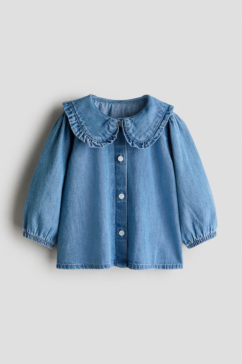 Blouse With Collar, Alternate, color, Denim blue