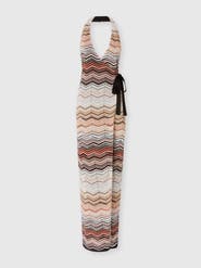 Missoni Sleeveless Viscose Chevron Lamé Gown With Sequins