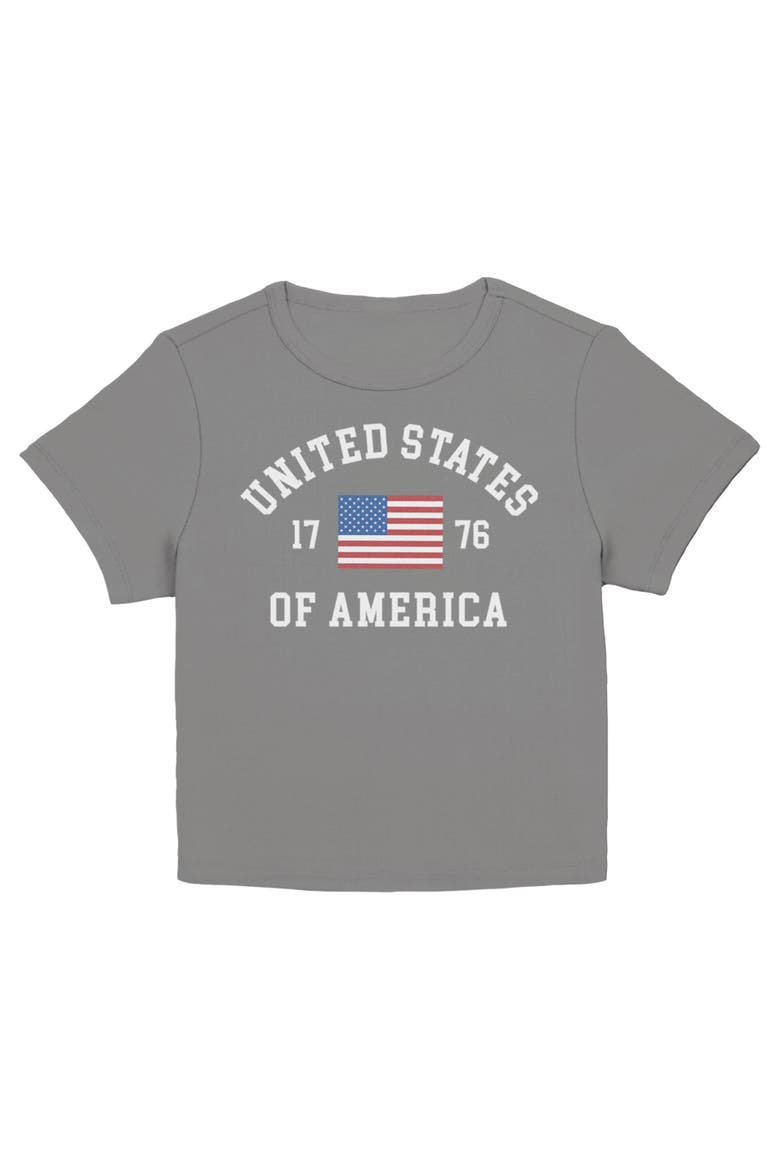 Junior's United States of America 1776 Flag Short Sleeve Baby T-Shirt, Main, color, Charcoal