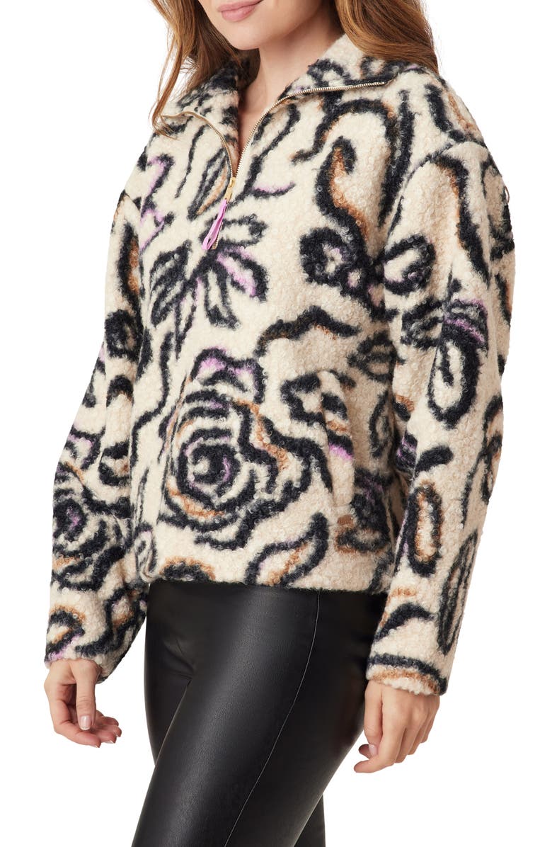 Scotch & Soda Quarter Zip Pullover, Alternate, color, Abstract Floral And Bow