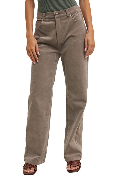 High Waist Corduroy Straight Leg Pants