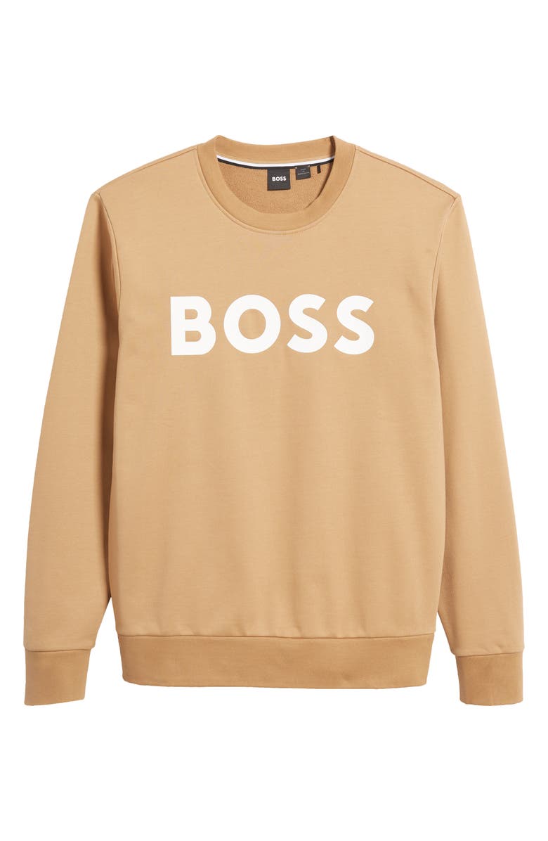 BOSS Soleri Logo Cotton Sweatshirt, Alternate, color,