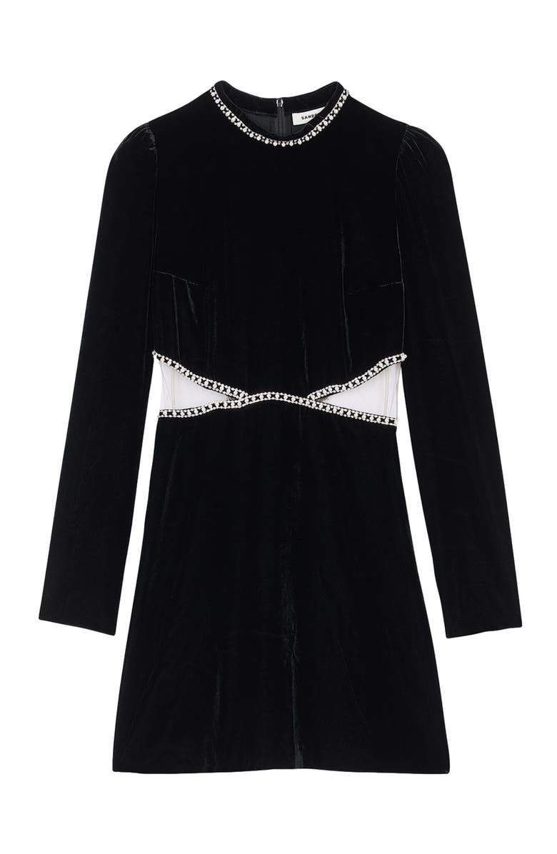 SANDRO Short velvet dress, Alternate, color, 