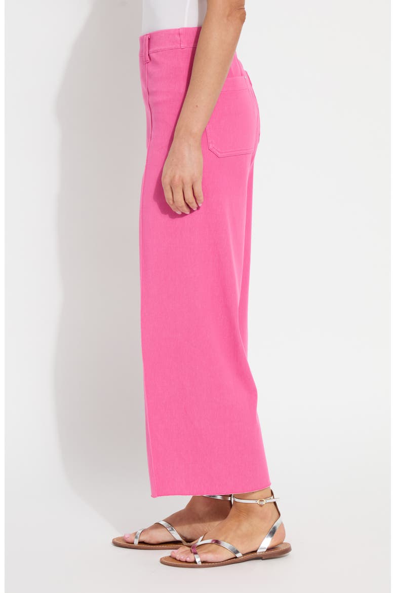 Erin Pintuck Raw Hem Pull-On Wide Leg Pants, Alternate, color, HOT PINK