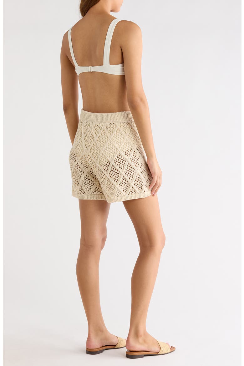 Openwork Knit Cover-Up Shorts, Alternate, color, NATURAL