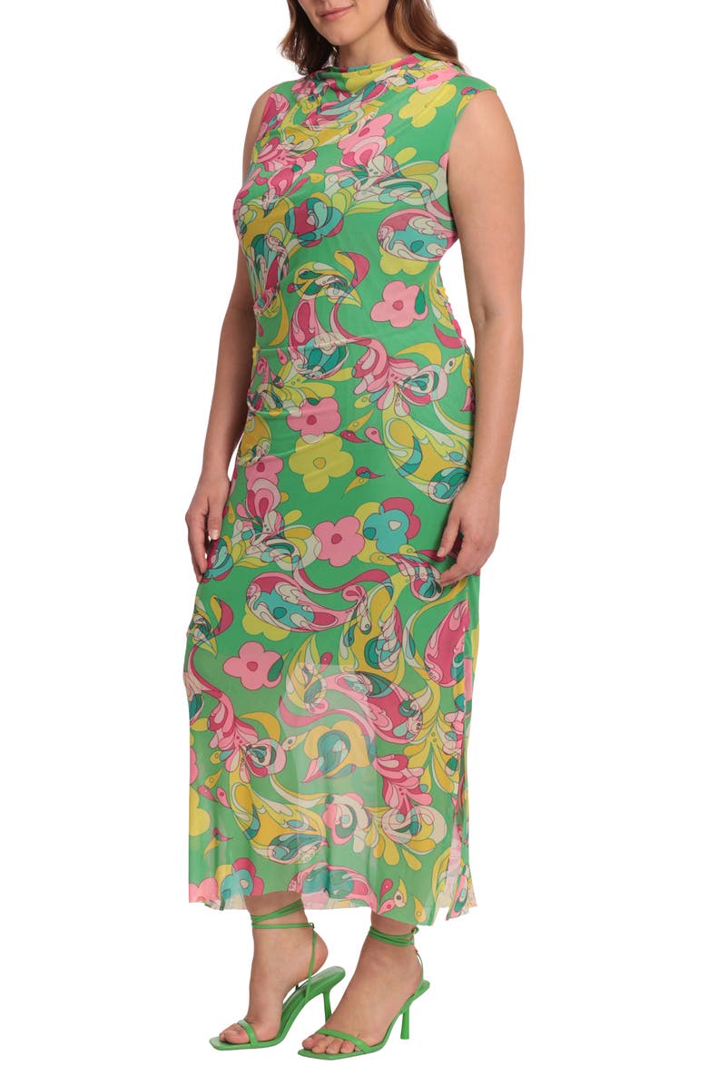 Donna Morgan Floral Shirred Midi Dress, Alternate, color,