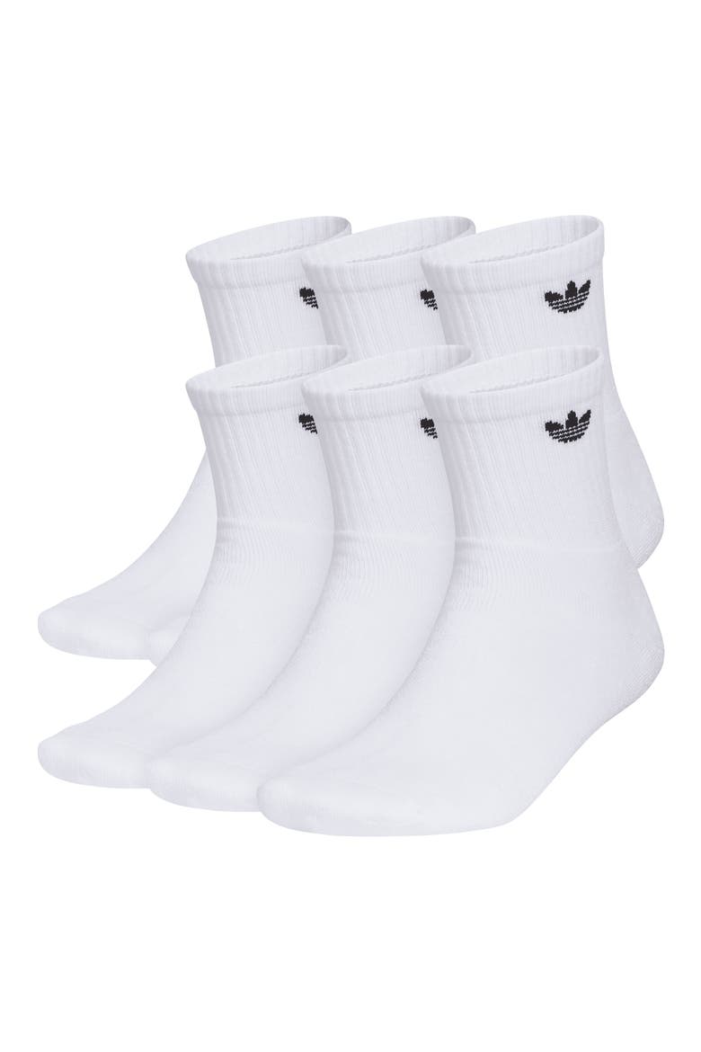 6-Pack Trefoil 2.0 Quarter Crew Socks, Main, color, WHITE