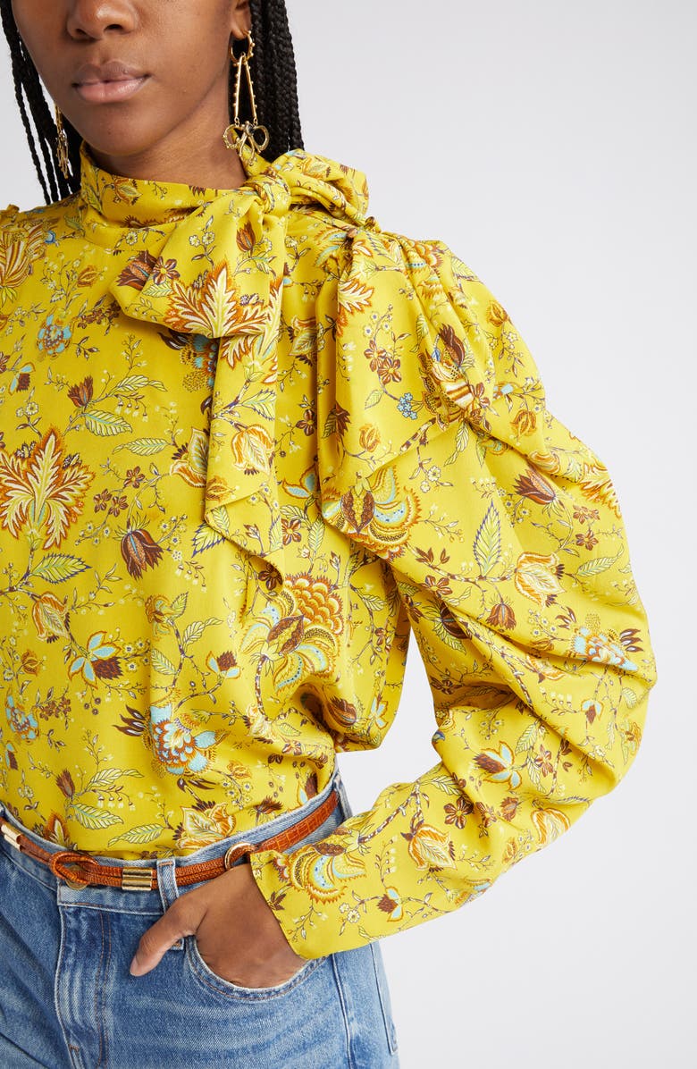 Ulla Johnson Brea Floral Tie Neck Silk Blouse, Alternate, color,