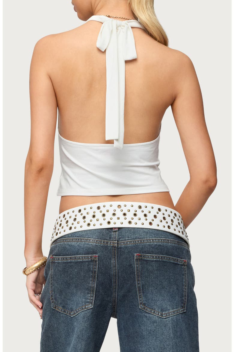 Crop Halter Top, Alternate, color, WHITE