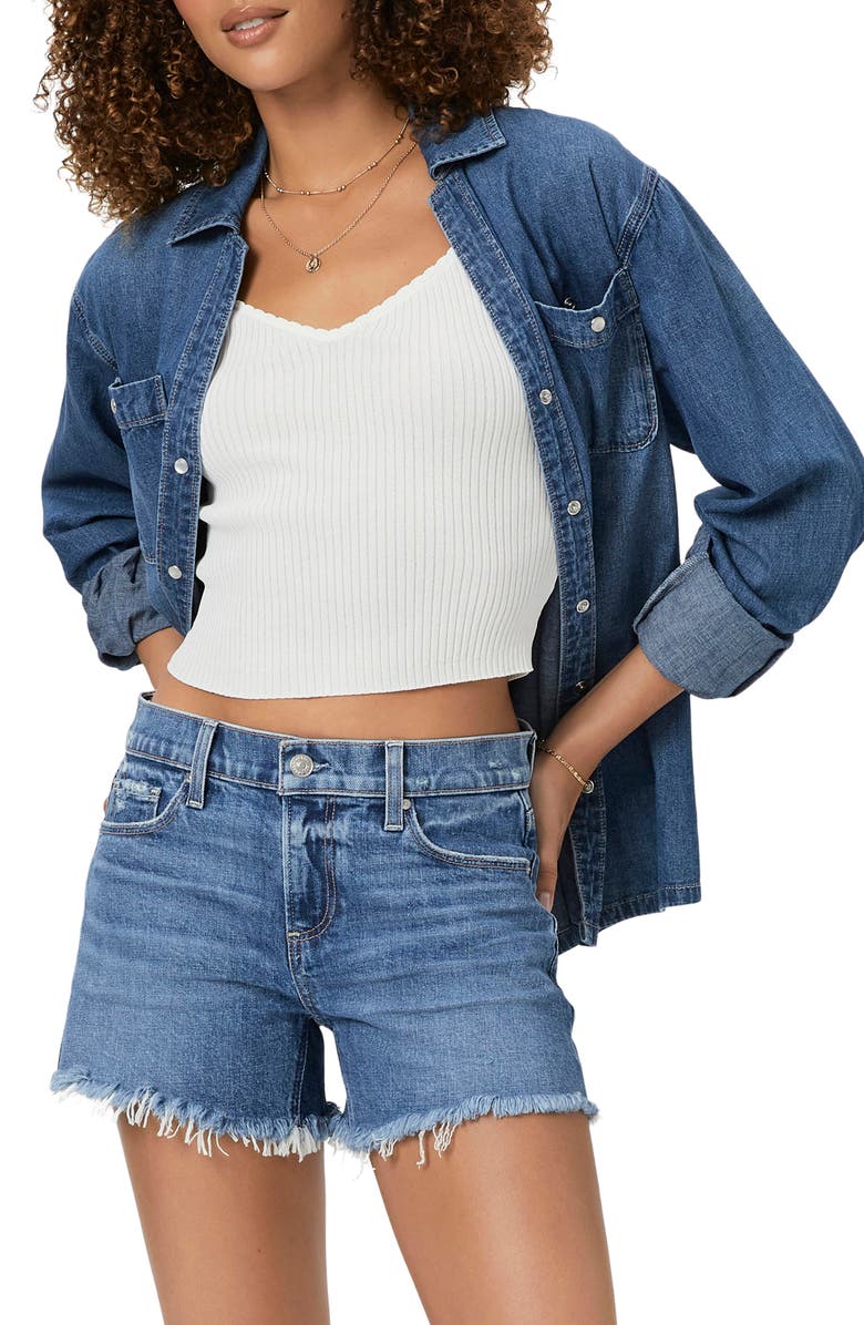 PAIGE Dylan Distressed Cutoff Denim Shorts, Alternate, color, Au Revior W/ Rugged Hem