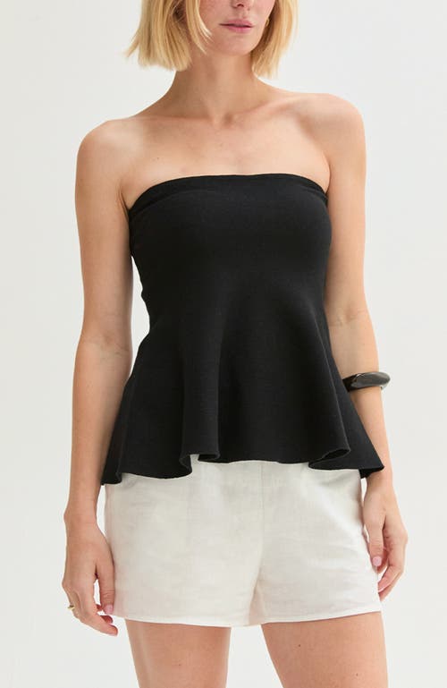 Crescent Jacquard Knit Peplum Top In Black