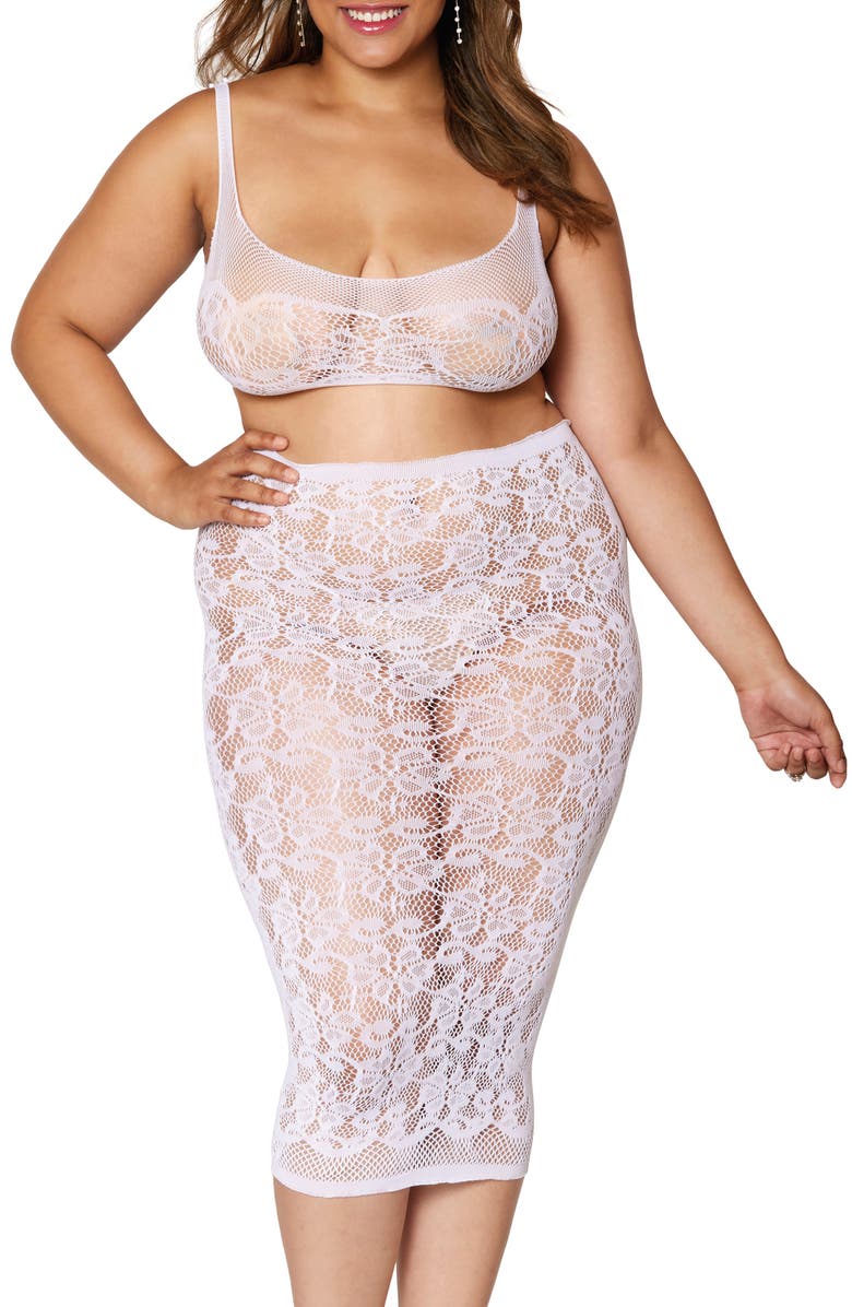 Dreamgirl Lace Bralette & Slip Skirt Set, Main, color, 