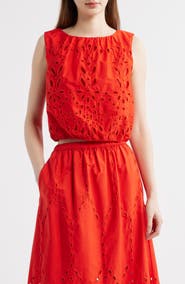 Madewell Embroidered Sleeveless Poplin Bubble Top