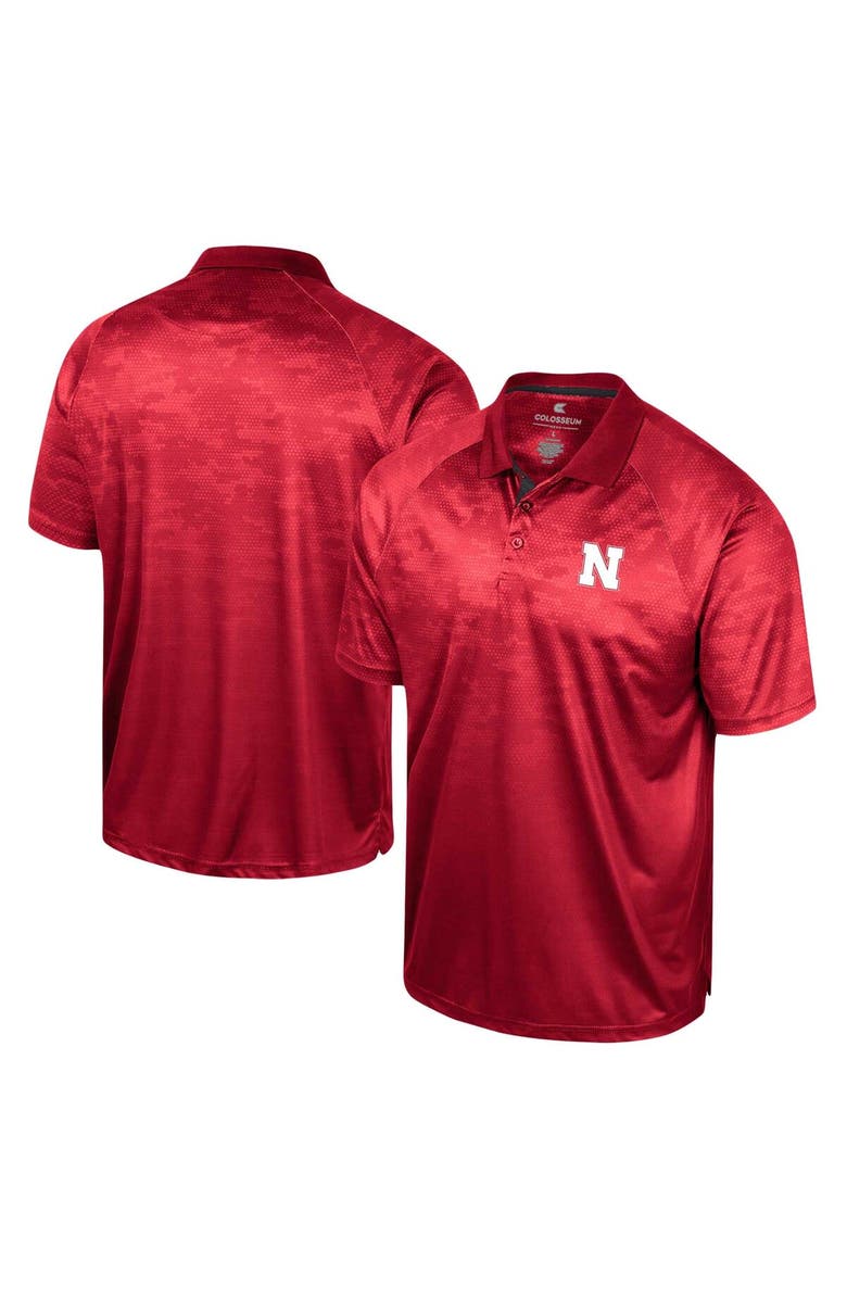 COLOSSEUM Men's Colosseum Scarlet Nebraska Huskers Honeycomb Raglan Polo, Alternate, color, Scarlet