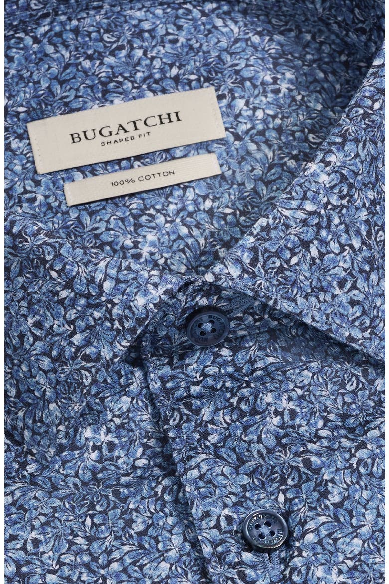 Alvin Shaped Fit Print Cotton Shirt, Alternate, color, MARINE BLUE