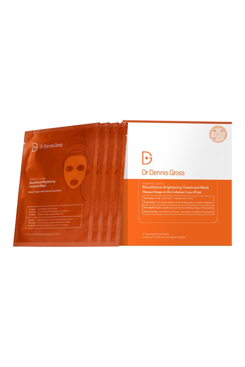 4-Pack Vitamin C Lactic Biocellulose Brightening Treatment Mask, Main, color, NO COLOR