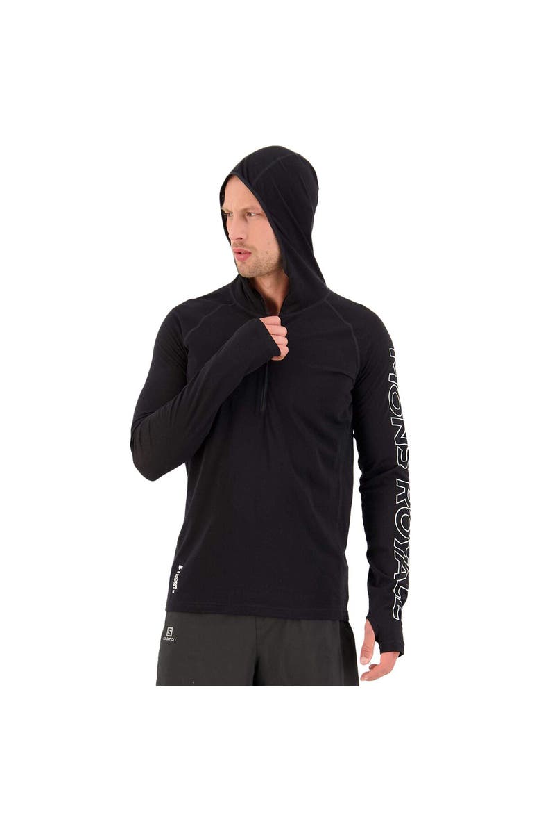 Mons Royale Temple Tech Hooded Zip Top - Men's, Alternate, color, Black Ii