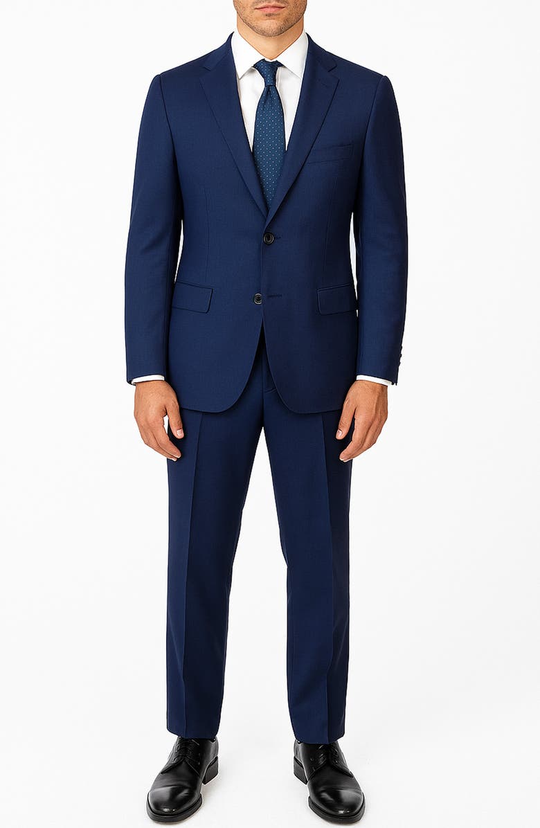 ZANETTI Navy Trim Fit Mélange Suit, Main, color, Navy