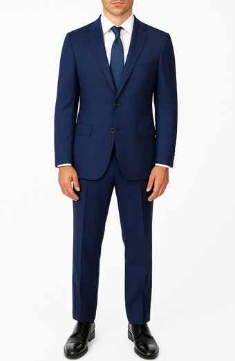 ZANETTI Navy Trim Fit Mélange Suit