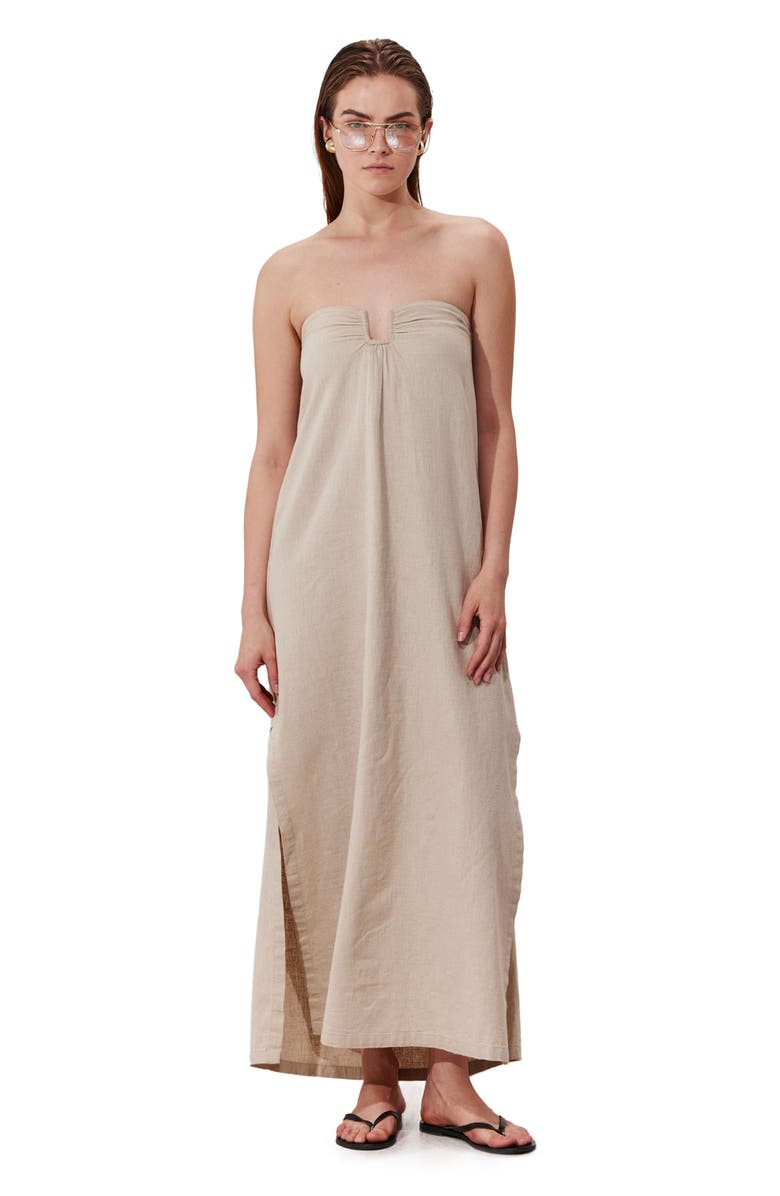 Gottex Beach Life Terra Bandeau U Wire Midi Dress Cover-Up, Main, color, Natural