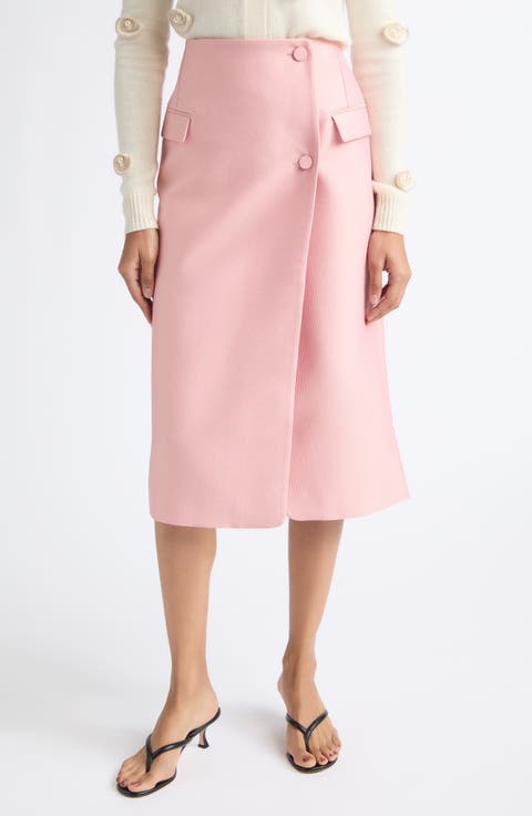 Crepon Pencil Midi Skirt