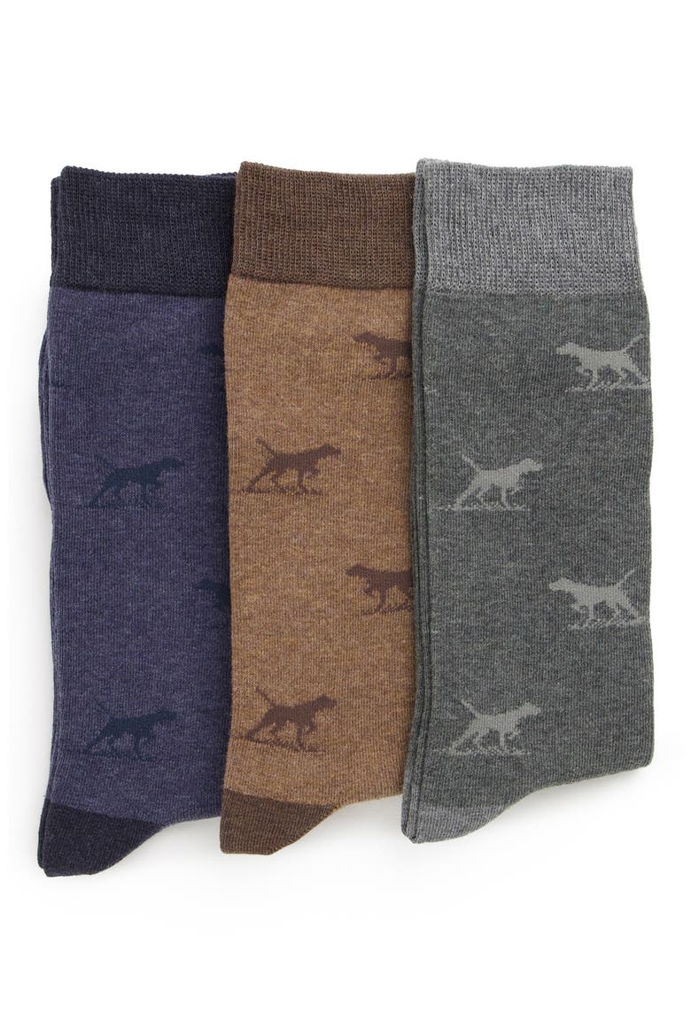 Dogs-a-Plenty Assorted 3-Pack Cotton Blend Crew Socks, Alternate, color, WASHED MULTI