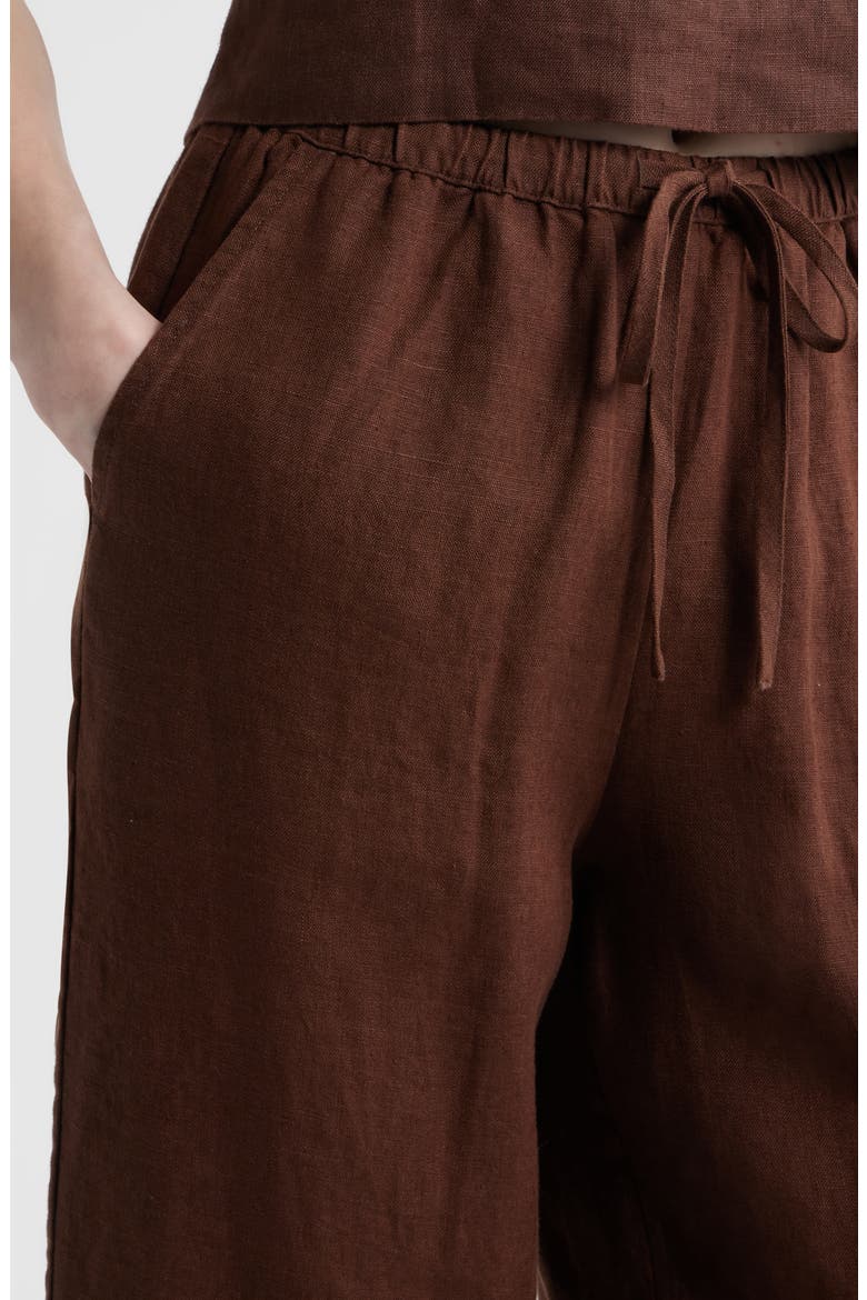 Emmie Linen Drawstring Pants, Alternate, color, ESPRESSO