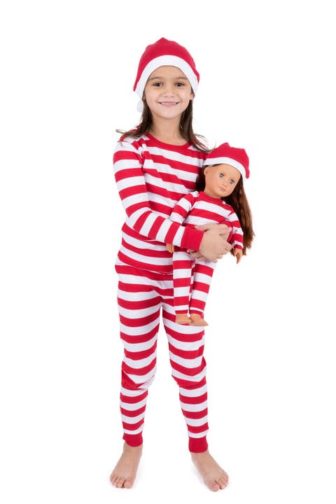 Santa Stripe Pajama & Matching Doll Pajama Set