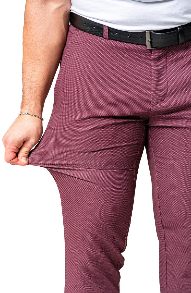 Maceoo Dot Red Slim Fit Four Way Stretch Pants, Alternate, color, Red