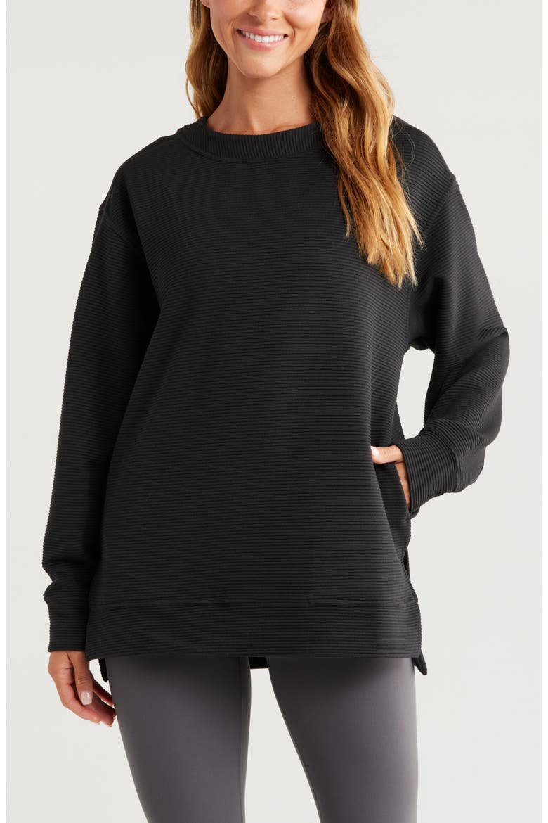 Kick Back Ottoman Knit Sweatshirt, Main, color, BLACK