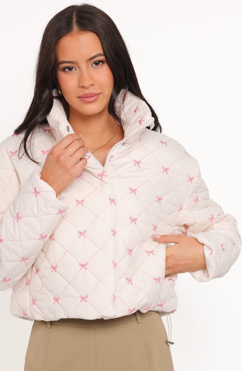 Petal & Pup Adi Diamond Quilted Jacket, Alternate, color, Pink Bow