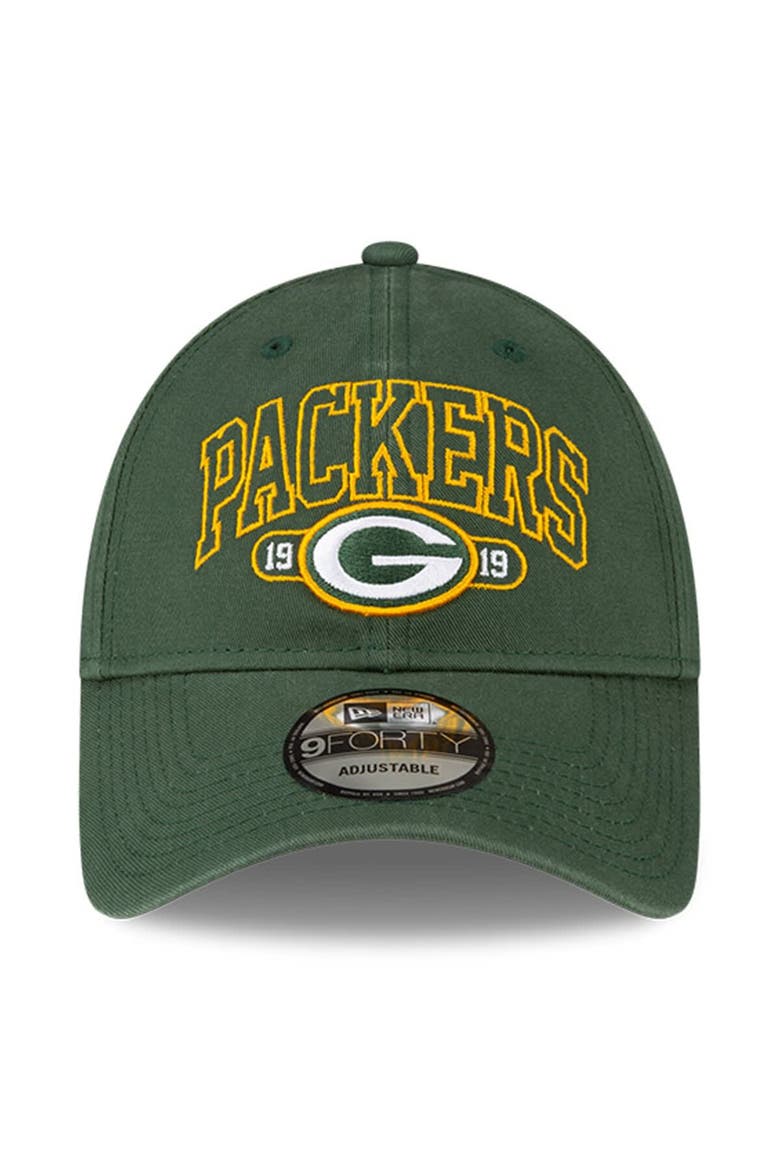 Men's New Era Green Green Bay Packers Outline 9FORTY Snapback Hat, Alternate, color, Green