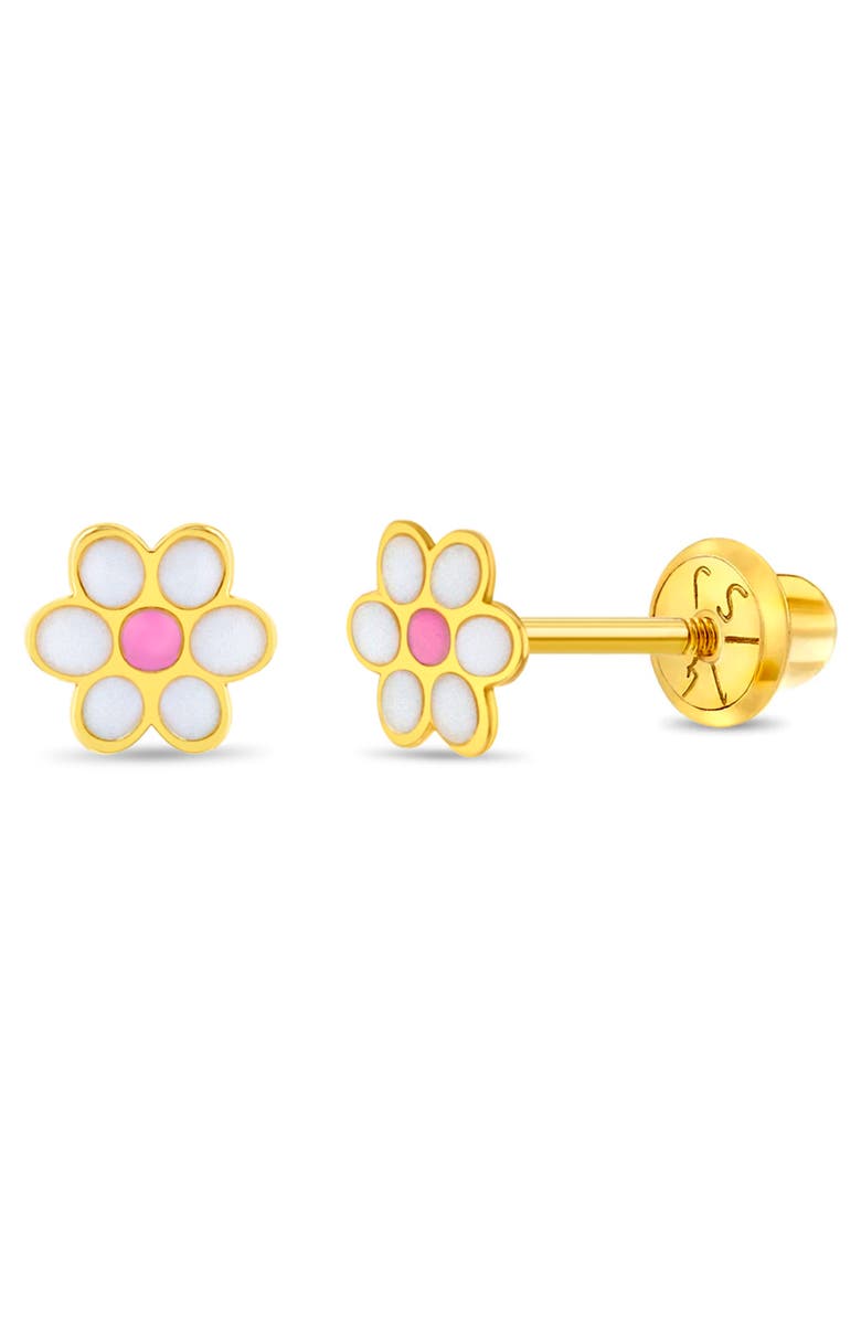 In Season Jewelry 14k Enamel Daisy Earrings, Main, color, White