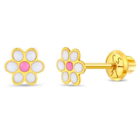 14k Enamel Daisy Earrings