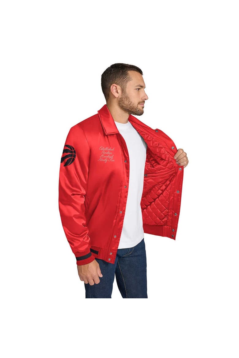 Men's Tommy Jeans Red Toronto Raptors Jacob Chain Stitch Applique Full-Snap Varsity Jacket, Alternate, color, Red
