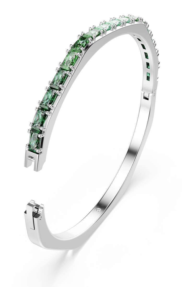 Swarovski Matrix Swarovski<sup>®</sup> Cubic Zirconia Bangle, Alternate, color, Silver/ Green